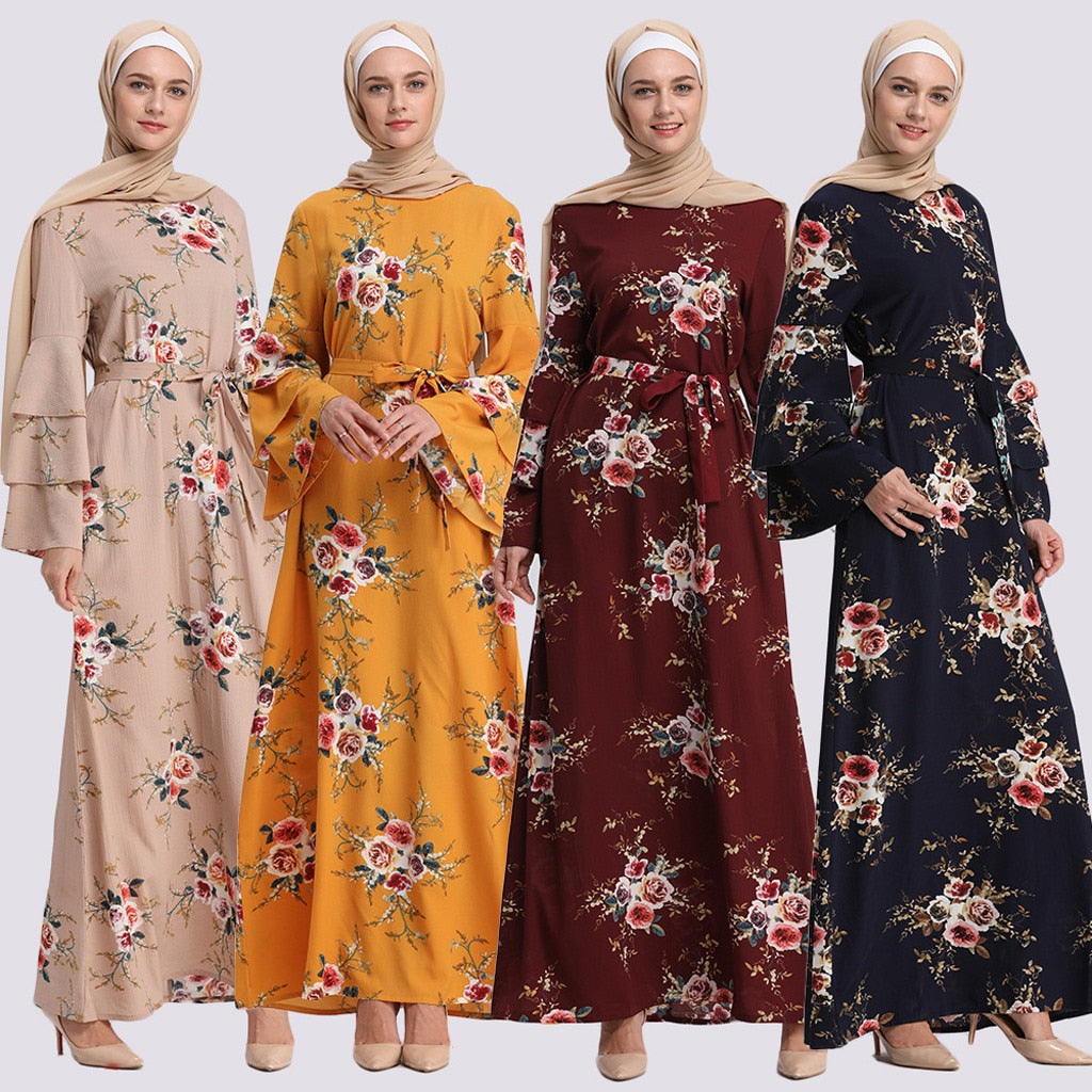 Latest Abayas For Women Muslim Fashion Dubai Size Kimono Modest Clothing Women's Cardigan Beautiful Print Flower Ladies Abaya