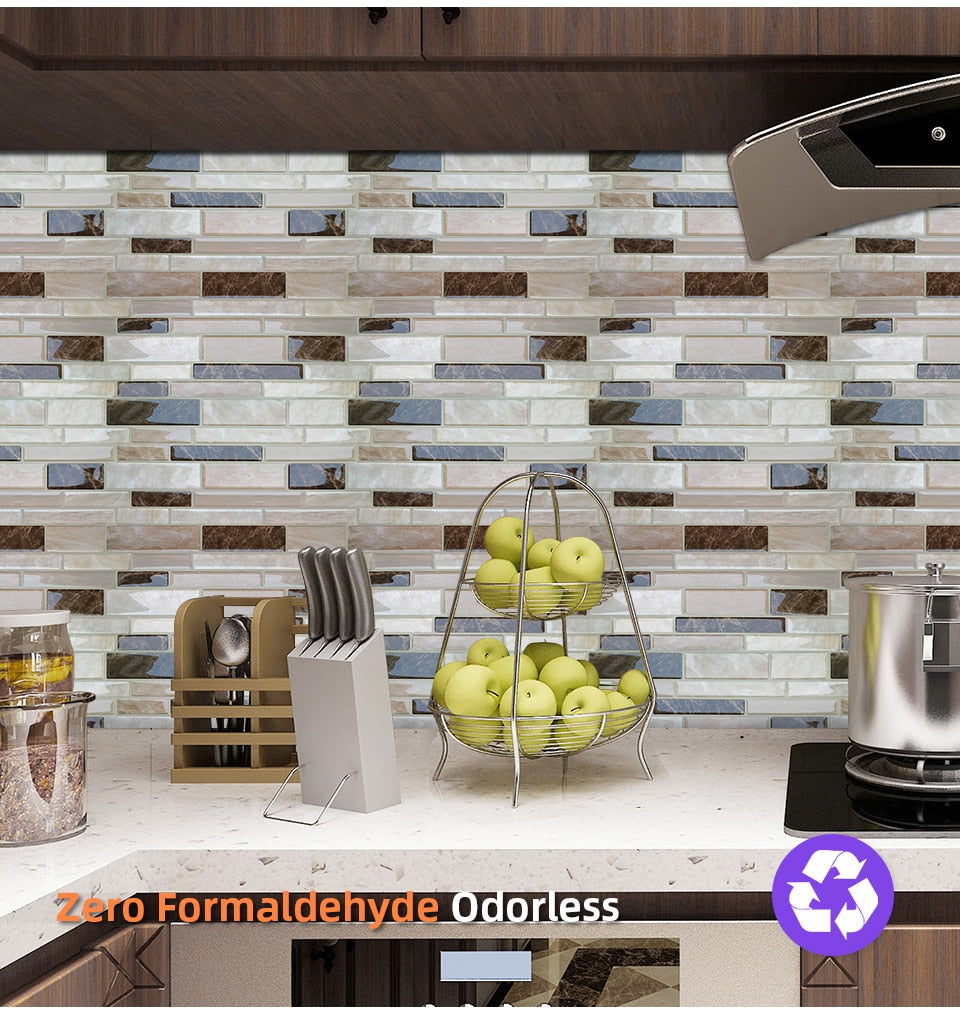 Mosaic Self Adhesive Backsplash Kitchen Bathroom Vinyl Wallpaper 3D Peel and Stick Wall Tiles