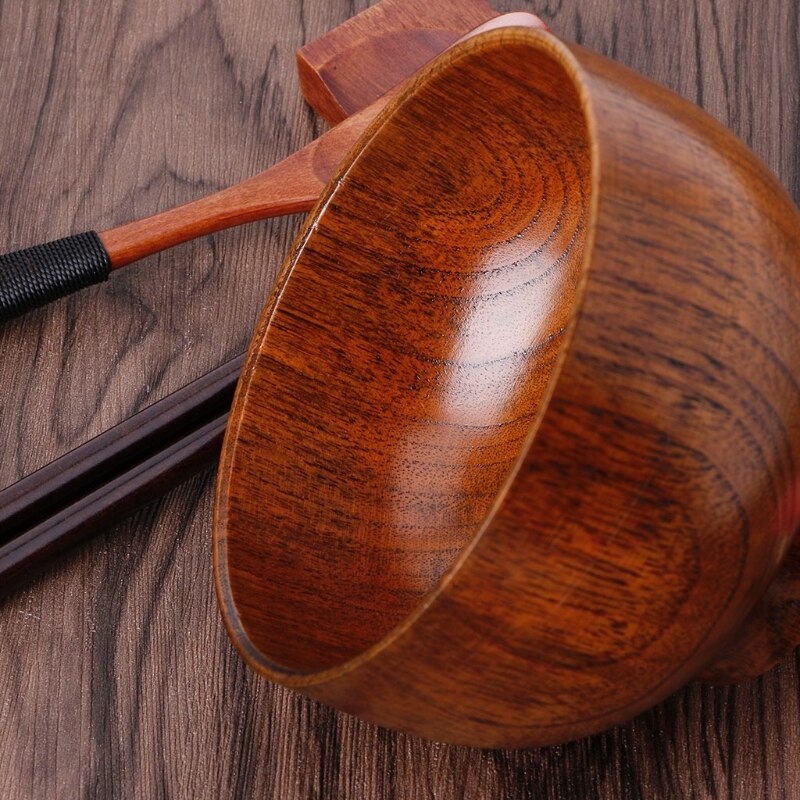 Natural Jujube Wooden Rice Soup Bowl Food Containter Kitchen Utensil Tableware