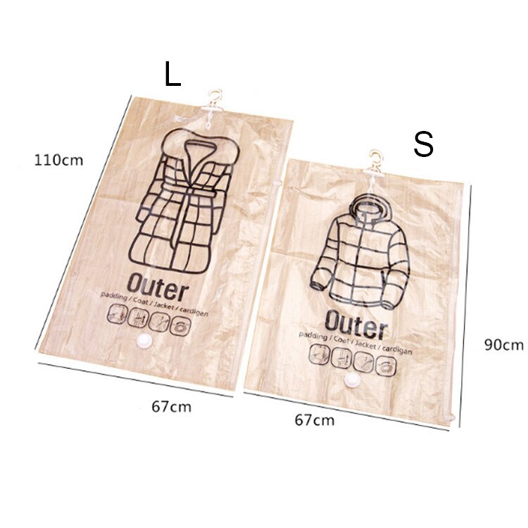 Hanging clothes compression bag storage bag transparent large thick down jacket pumping vacuum bag for clothes sorting bag