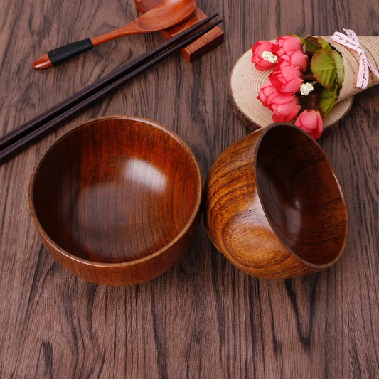 Natural Jujube Wooden Rice Soup Bowl Food Containter Kitchen Utensil Tableware