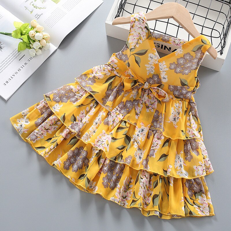 Girl Pretty Floral Print Layered Dresses