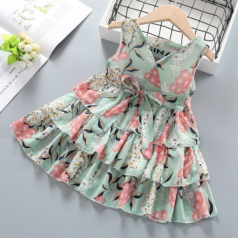 Girl Pretty Floral Print Layered Dresses