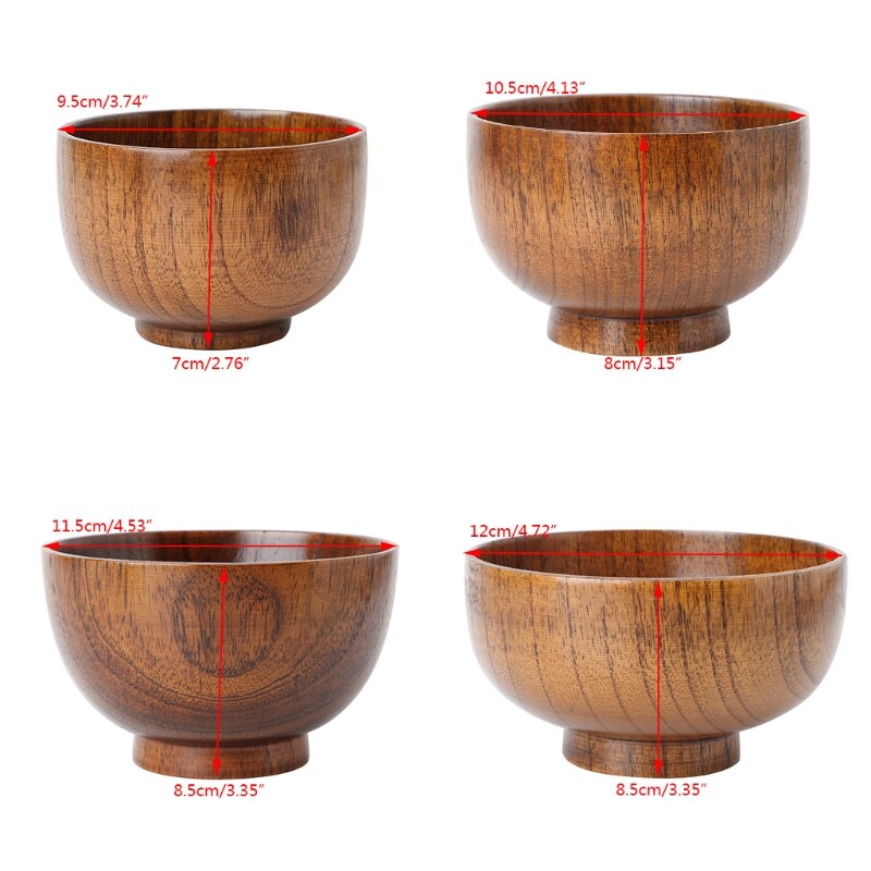 Natural Jujube Wooden Rice Soup Bowl Food Containter Kitchen Utensil Tableware