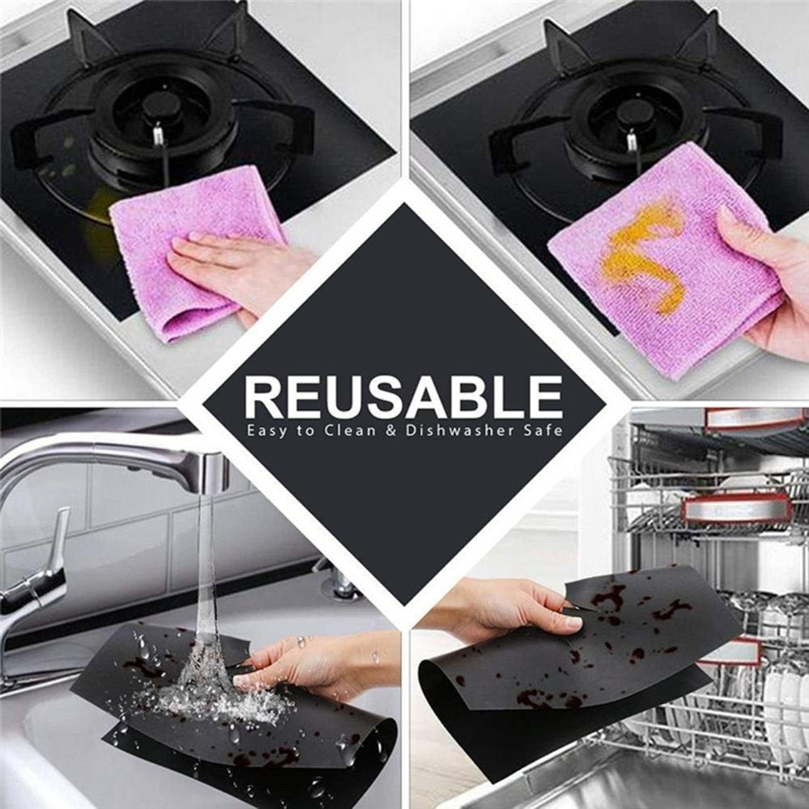 Gas Stove Protector Cooker Cover Liner Clean Mat Pad Non-stick Reusable Kitchen Gas Stove Stovetop Protector Kitchen Accessories