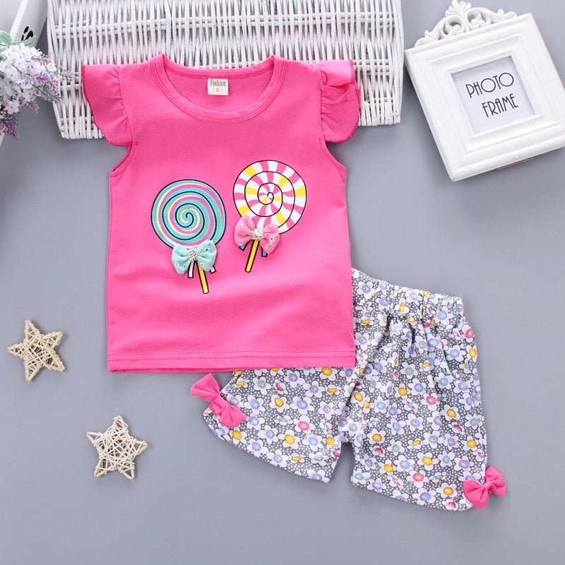 Two Pieces Cotton Girls Clothing Sets