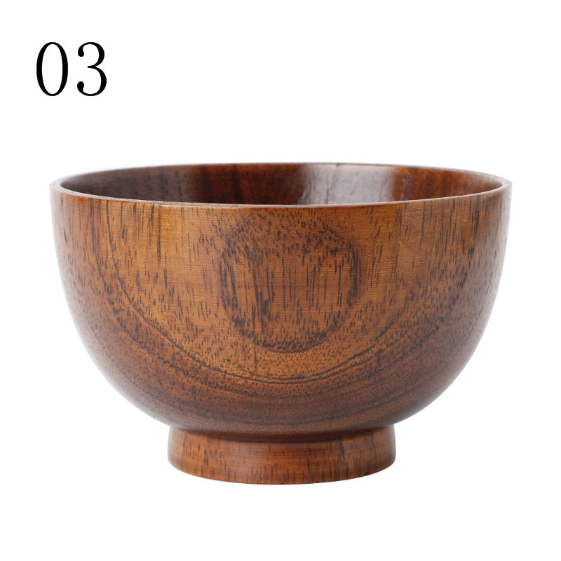 Natural Jujube Wooden Rice Soup Bowl Food Containter Kitchen Utensil Tableware