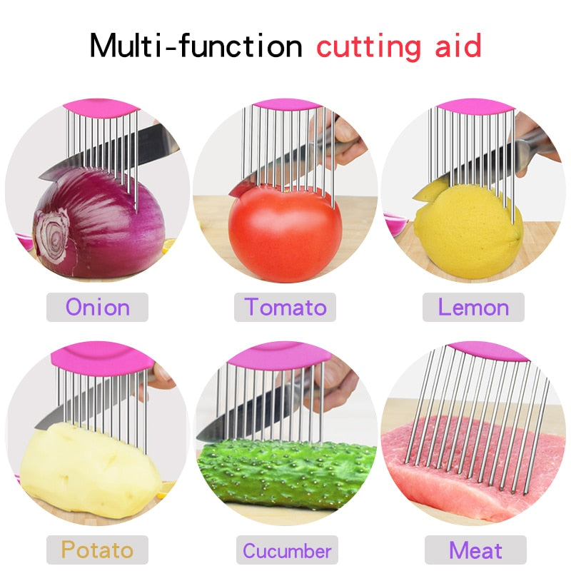 Kitchen Gadgets Onion Slicer Tomato Vegetables Safe Fork vegetables Slicing Cutting Tools Kitchen Accessories Vegetables Cutter