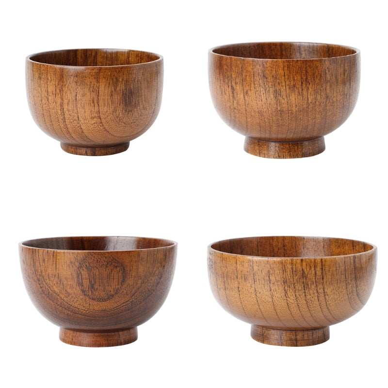 Natural Jujube Wooden Rice Soup Bowl Food Containter Kitchen Utensil Tableware