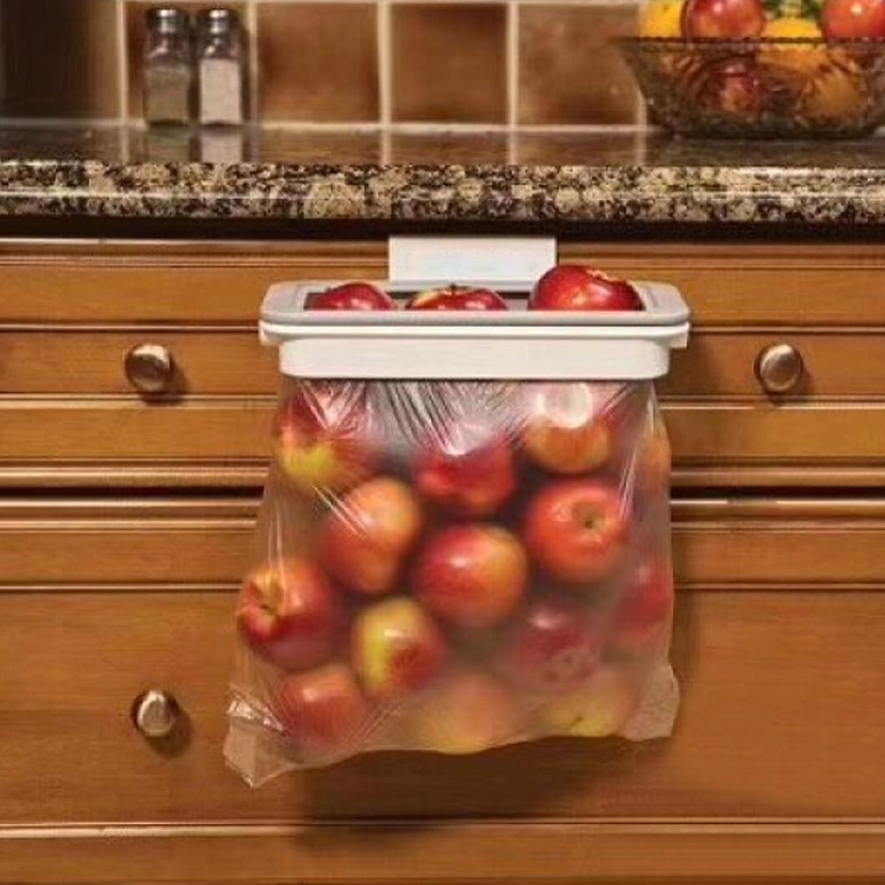 Portable Plastic Garbage Hanging Bag Kitchen Trash Storage Rack Bag Hook Scouring Pad Dry Shelf Holder Kitchen Organzier