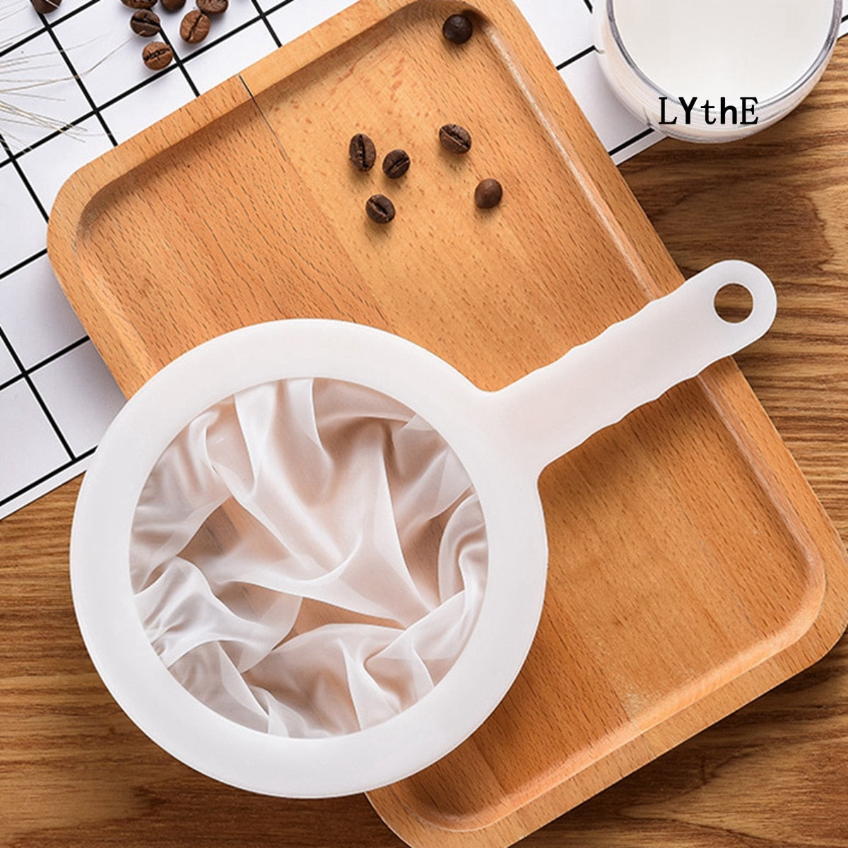 100/200/400 Mesh Kitchen Ultra-fine Mesh Strainer Kitchen Nylon Mesh Filter Spoon for Suitable for Soy Milk Coffee Milk Yogurt