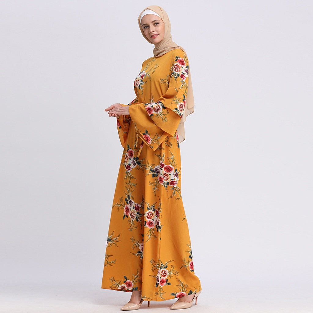 Latest Abayas For Women Muslim Fashion Dubai Size Kimono Modest Clothing Women's Cardigan Beautiful Print Flower Ladies Abaya