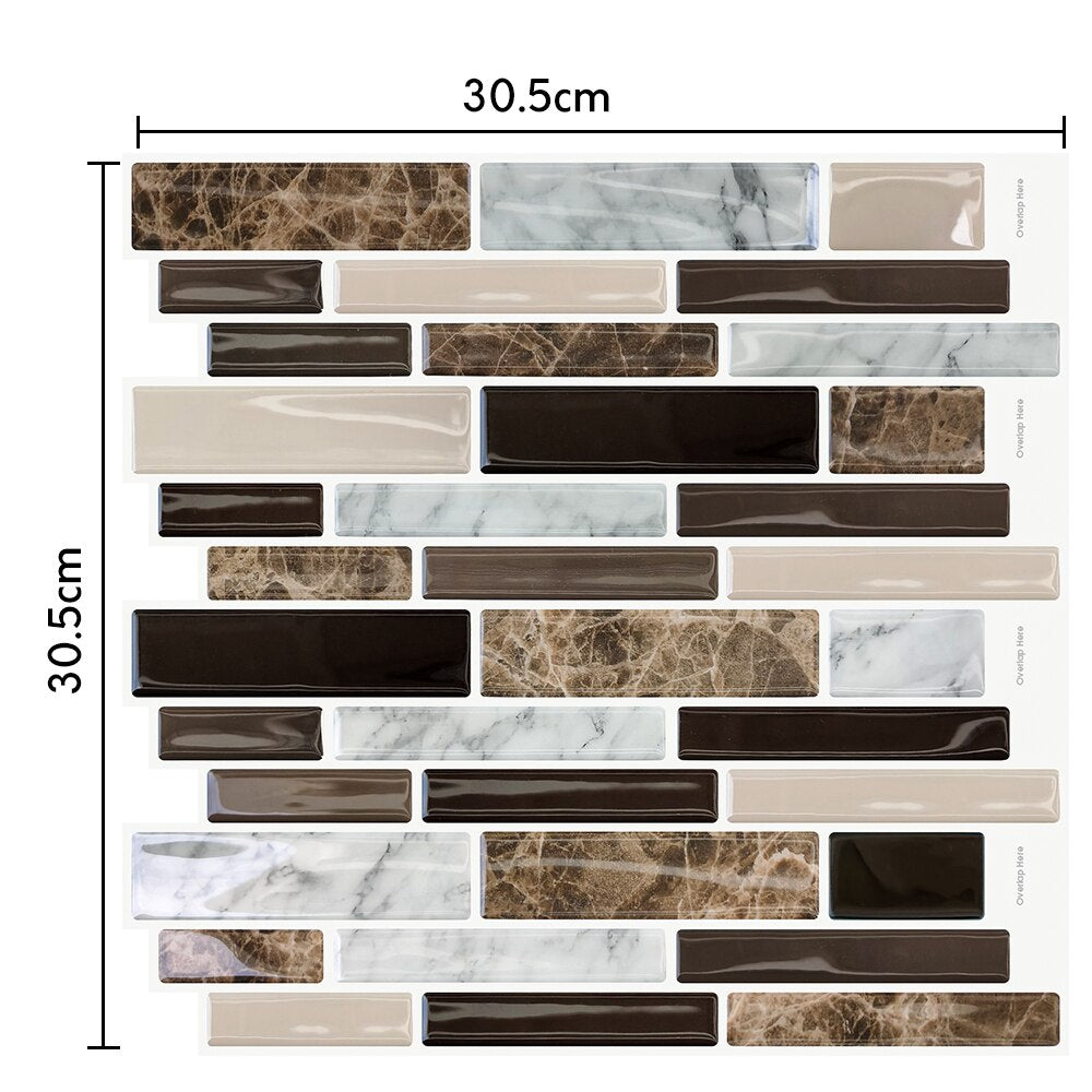 Mosaic Self Adhesive Backsplash Kitchen Bathroom Vinyl Wallpaper 3D Peel and Stick Wall Tiles