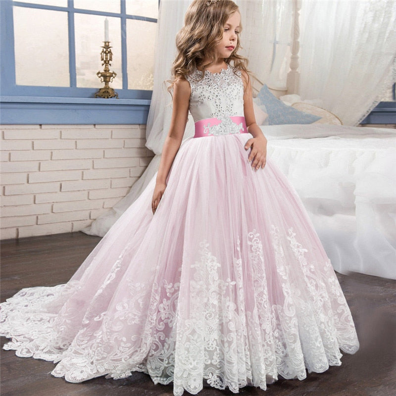 Summer Girls Dress Long Bridesmaid Kids Dresses