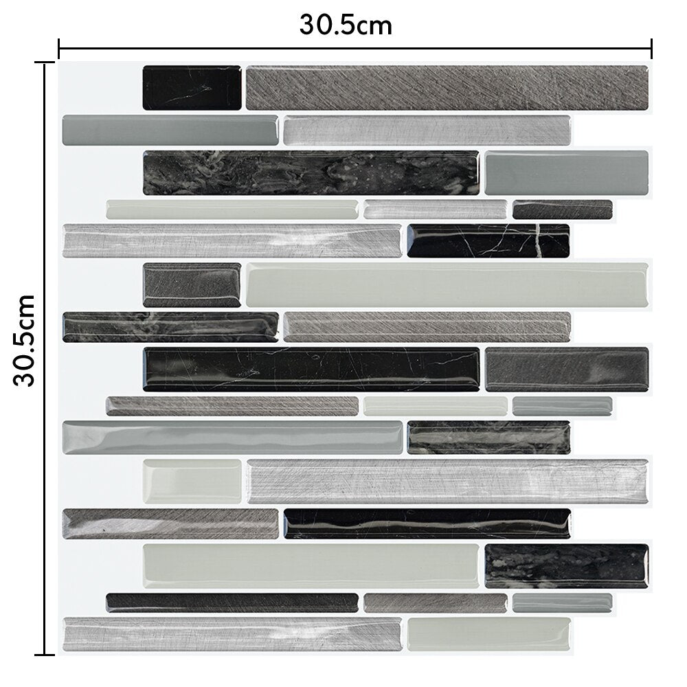 Mosaic Self Adhesive Backsplash Kitchen Bathroom Vinyl Wallpaper 3D Peel and Stick Wall Tiles