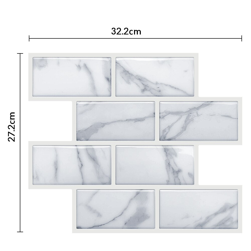 Mosaic Self Adhesive Backsplash Kitchen Bathroom Vinyl Wallpaper 3D Peel and Stick Wall Tiles