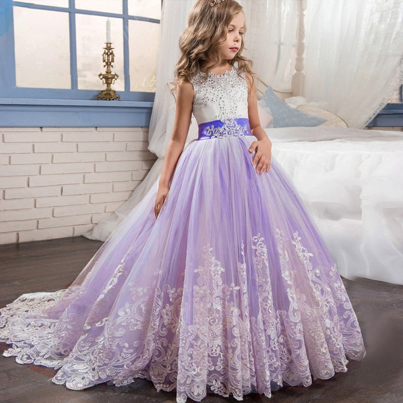 Summer Girls Dress Long Bridesmaid Kids Dresses