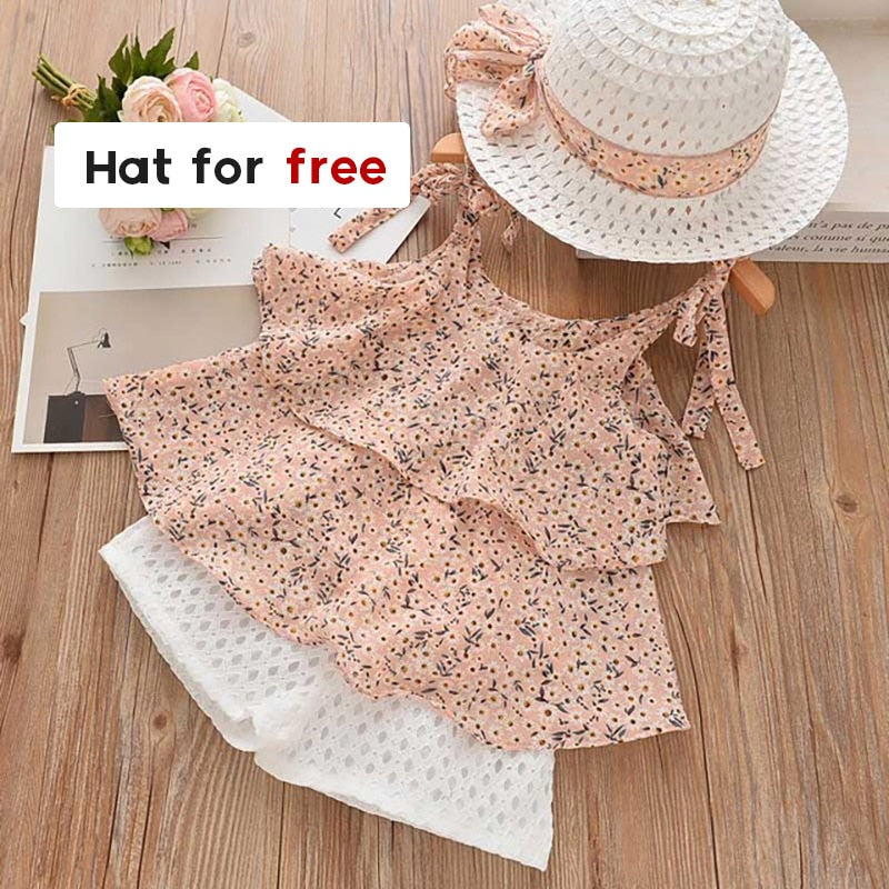 Girls Clothing Sets Floral Chiffon