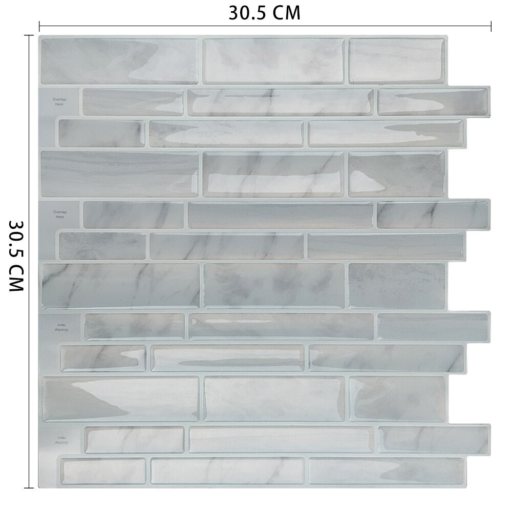 Mosaic Self Adhesive Backsplash Kitchen Bathroom Vinyl Wallpaper 3D Peel and Stick Wall Tiles