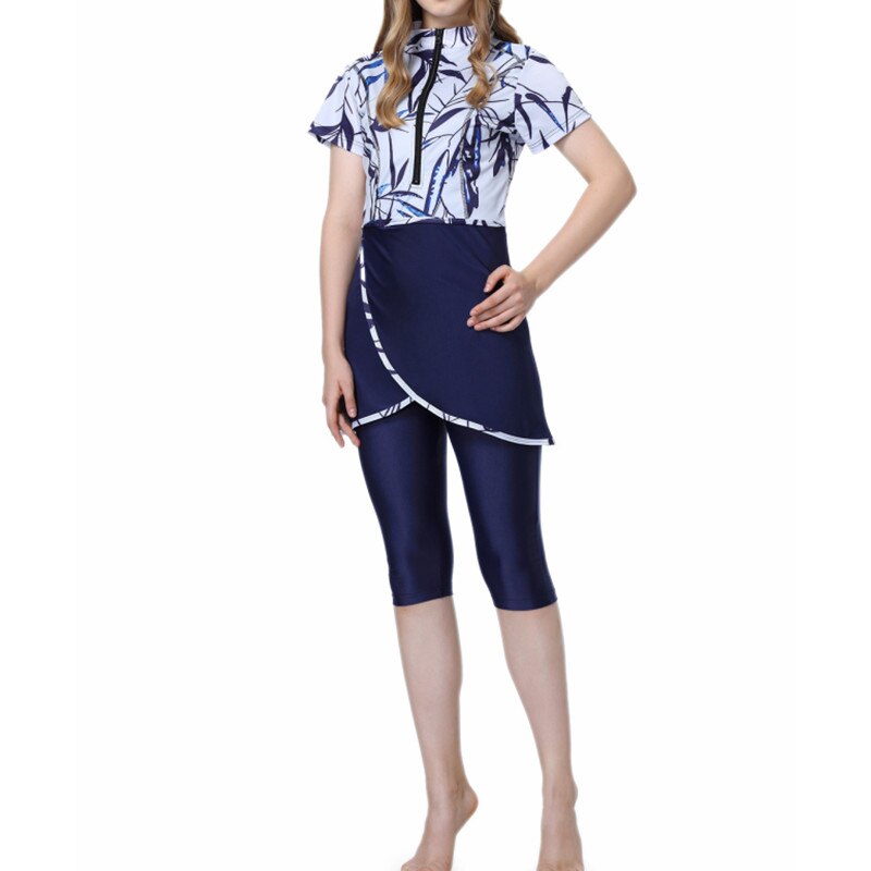 Modest Short Sleeves 2pcs Swimming Clothes For Women