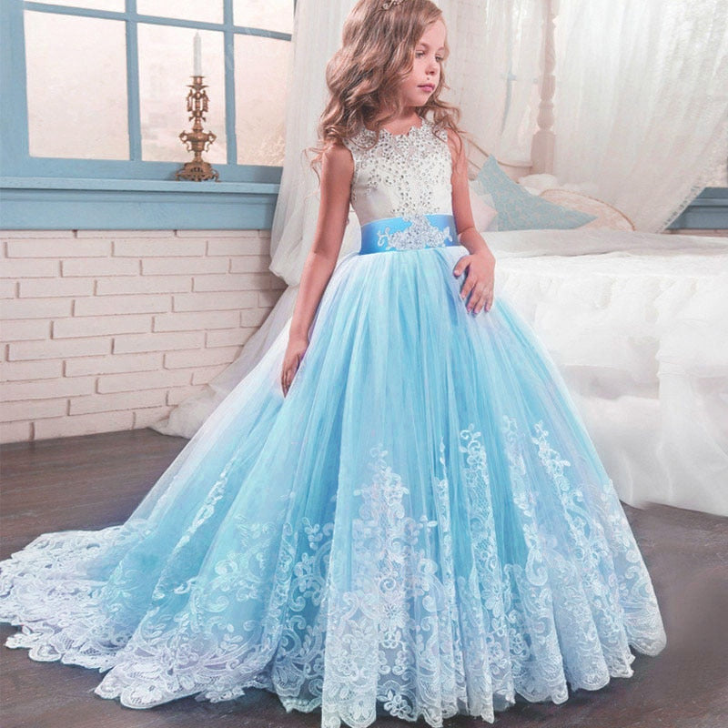 Summer Girls Dress Long Bridesmaid Kids Dresses