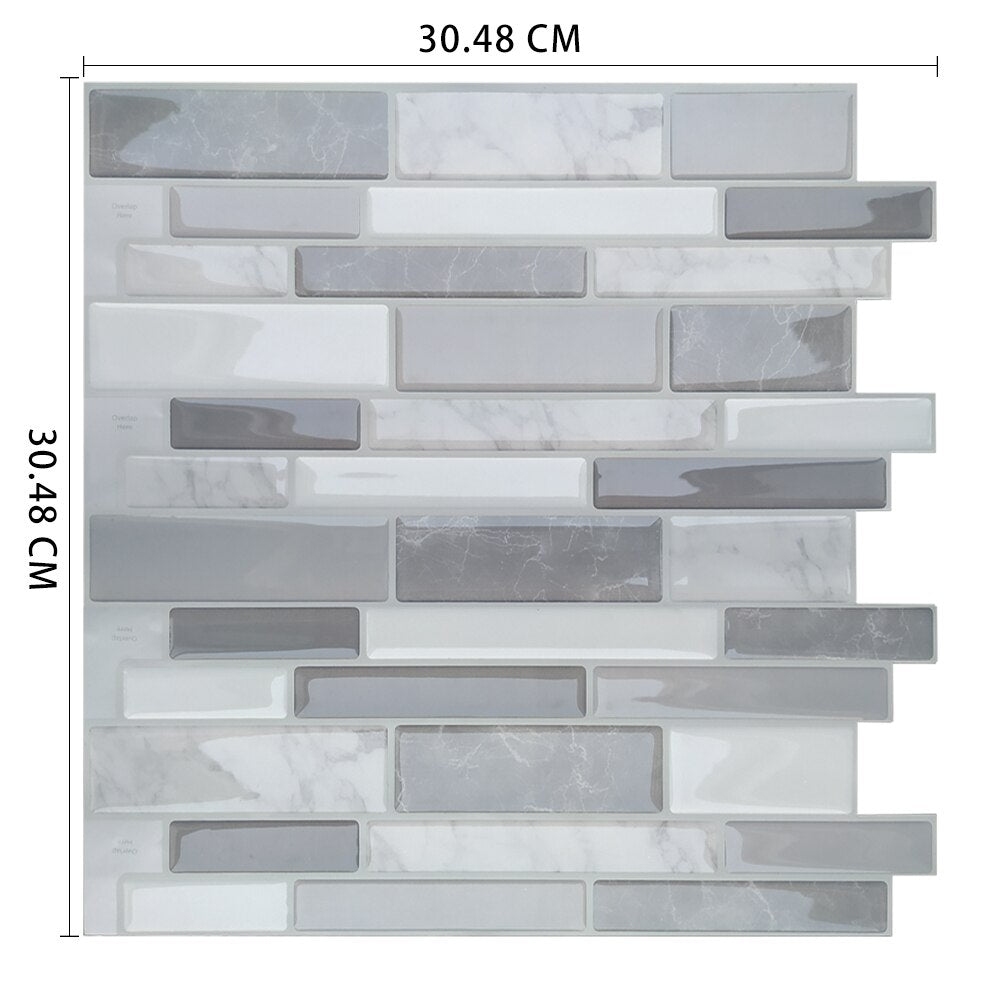 Mosaic Self Adhesive Backsplash Kitchen Bathroom Vinyl Wallpaper 3D Peel and Stick Wall Tiles