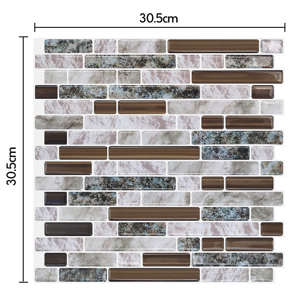 Mosaic Self Adhesive Backsplash Kitchen Bathroom Vinyl Wallpaper 3D Peel and Stick Wall Tiles