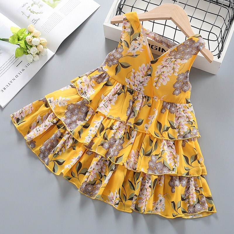 Girl Pretty Floral Print Layered Dresses