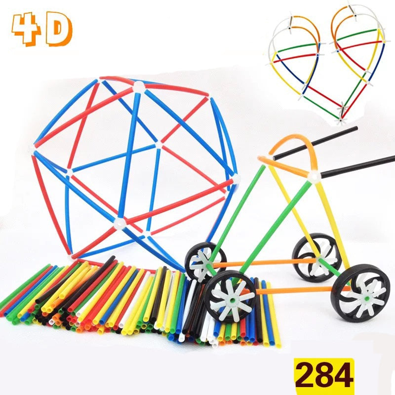 284pcs 4D DIY Plastic Straws