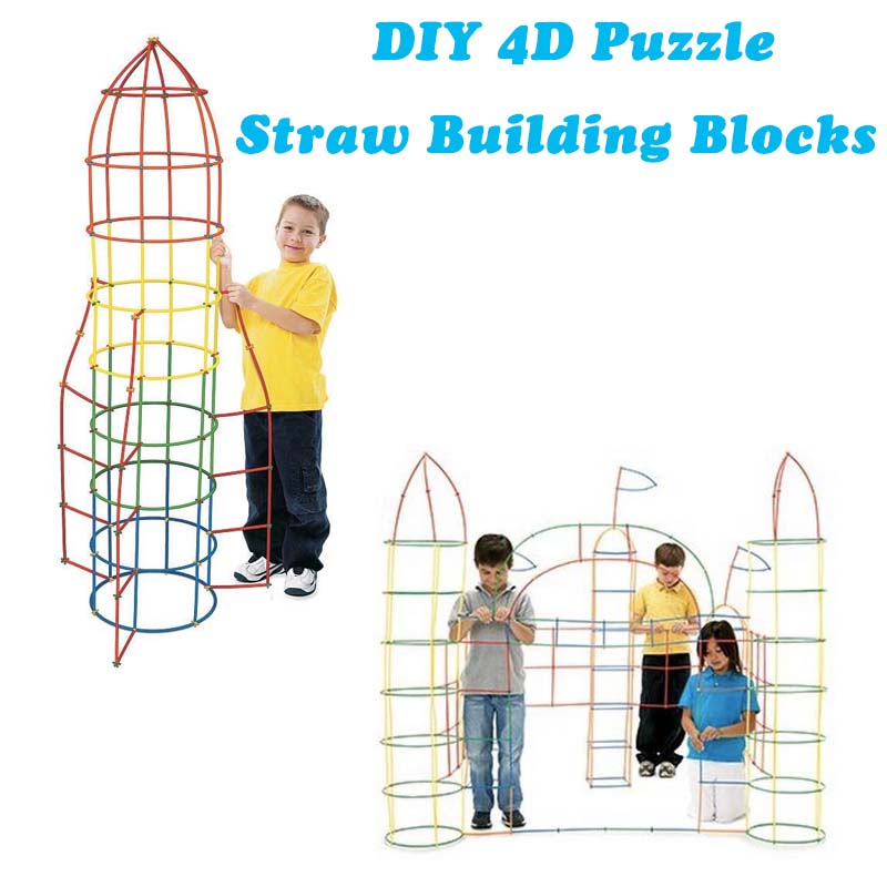 100/200/300 PCS 4D DIY Plastic Straw Building Blocks