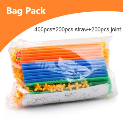 100/200/300 PCS 4D DIY Plastic Straw Building Blocks