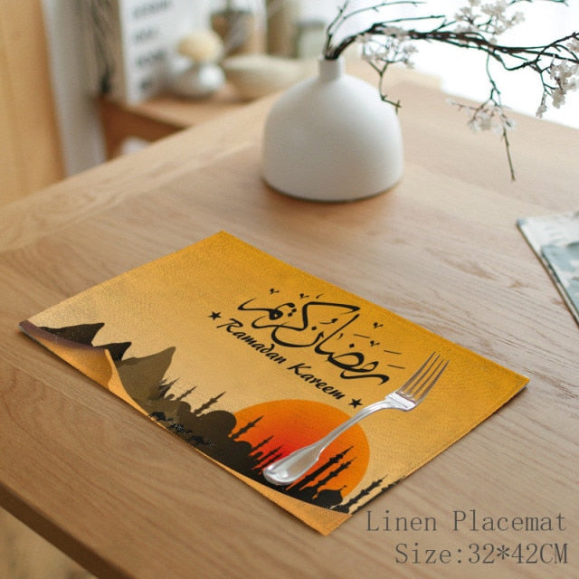 Ramadan and Eid Mubarak Linen Placemat