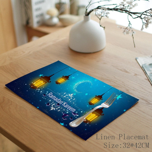 Ramadan and Eid Mubarak Linen Placemat