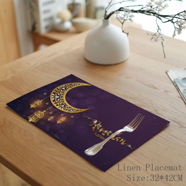 Ramadan and Eid Mubarak Linen Placemat