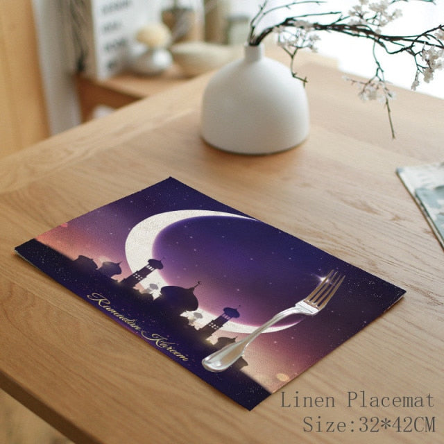 Ramadan and Eid Mubarak Linen Placemat