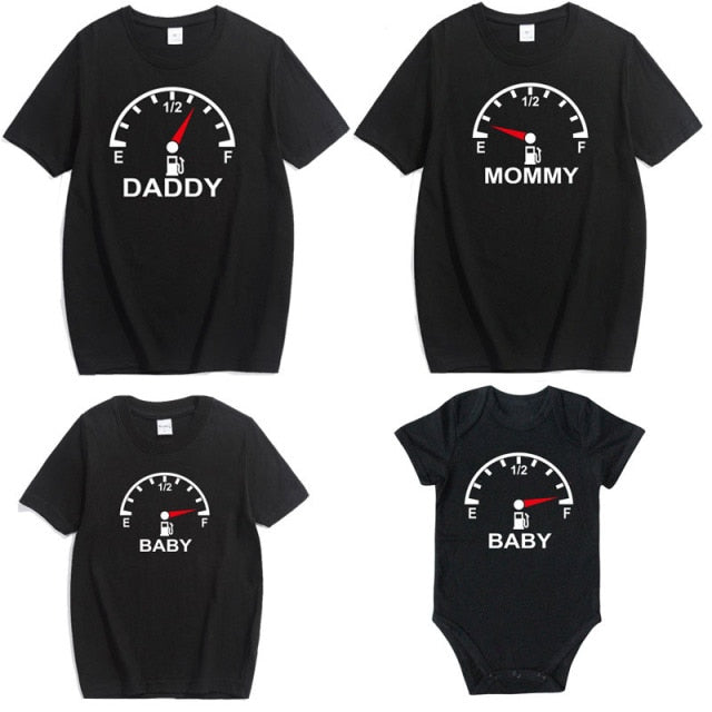 Family Matching Clothes  Funny battery Clothes Dad Mom Boy Girl T-shirt