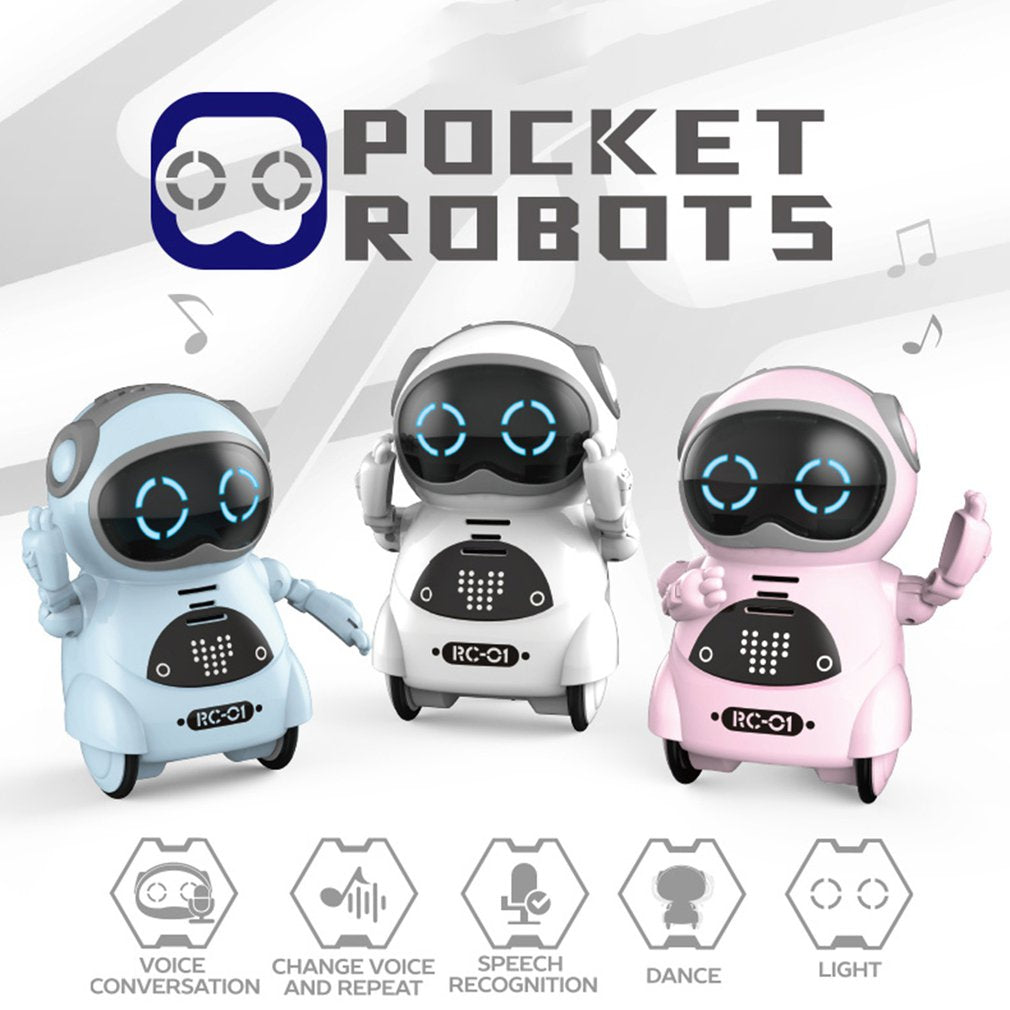 Intelligent Mini Pocket Robot Walk Music Dance Toy Light Voice Recognition Conversation Repeat Smart Interactive Kids Gift