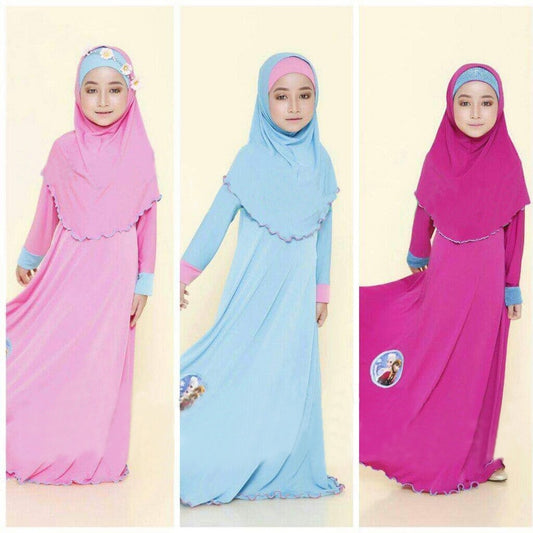 2 Pieces Set Muslim Girls Princess Dress