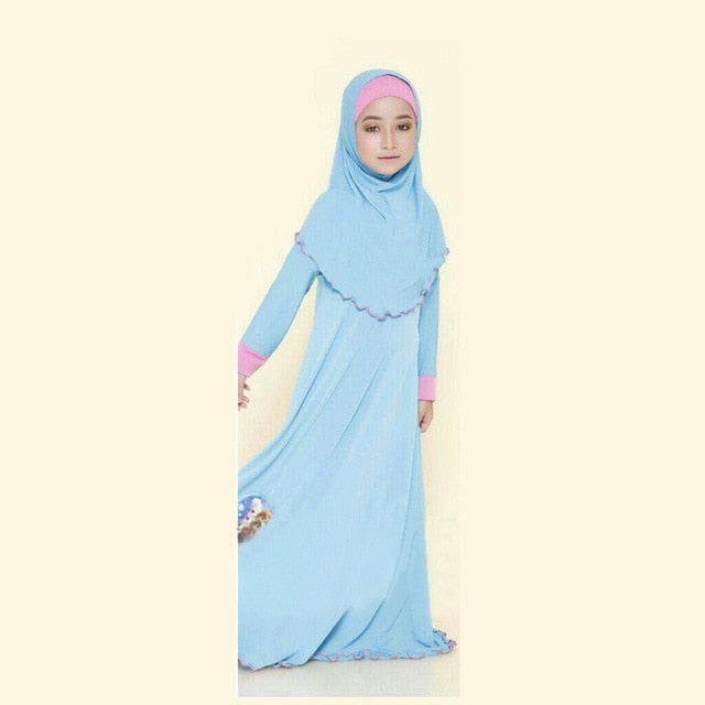 2 Pieces Set Muslim Girls Princess Dress