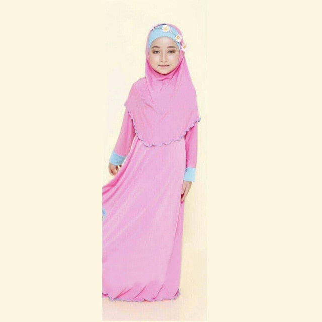 2 Pieces Set Muslim Girls Princess Dress