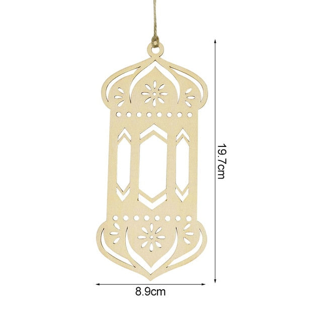 3Pcs Wooden Ramadan & Eid Mubarak Hanging Pendant