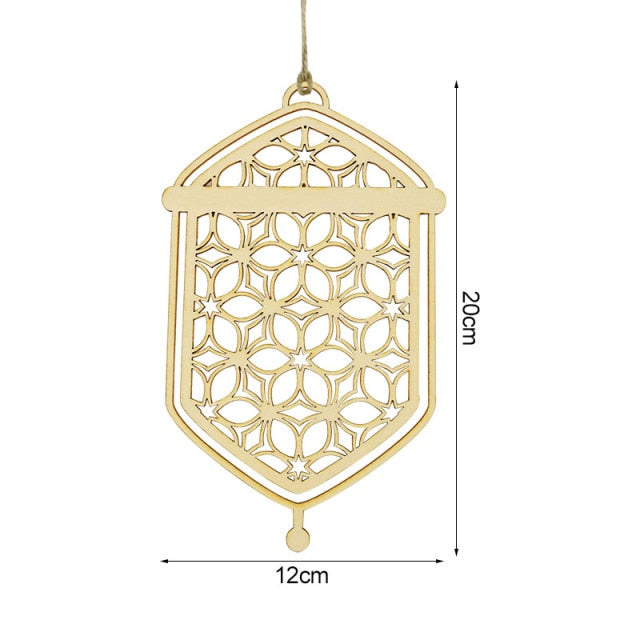 3Pcs Wooden Ramadan & Eid Mubarak Hanging Pendant