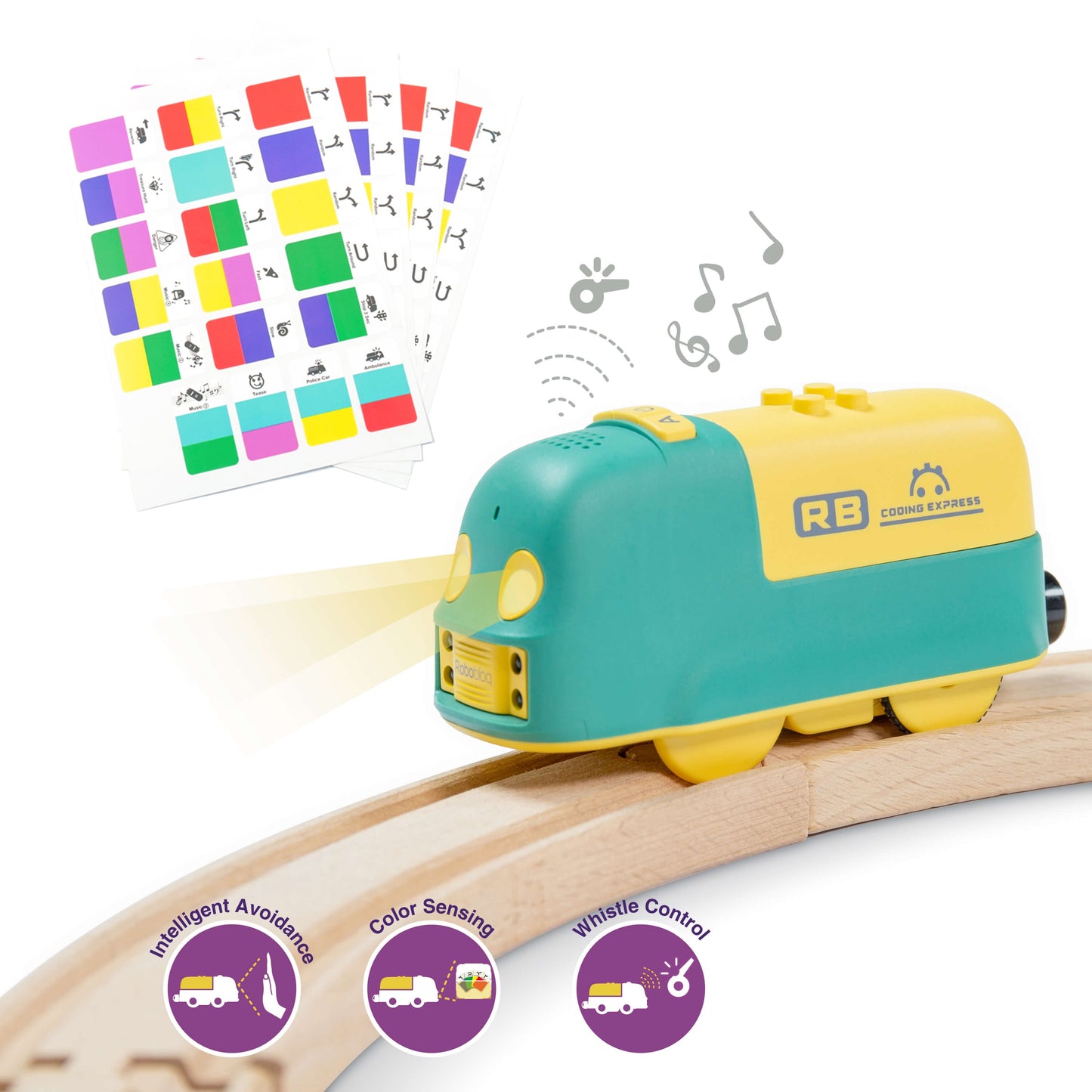 Robobloq STEM Toy Train Set / Smart Train and 24 PCS Wooden Tracks