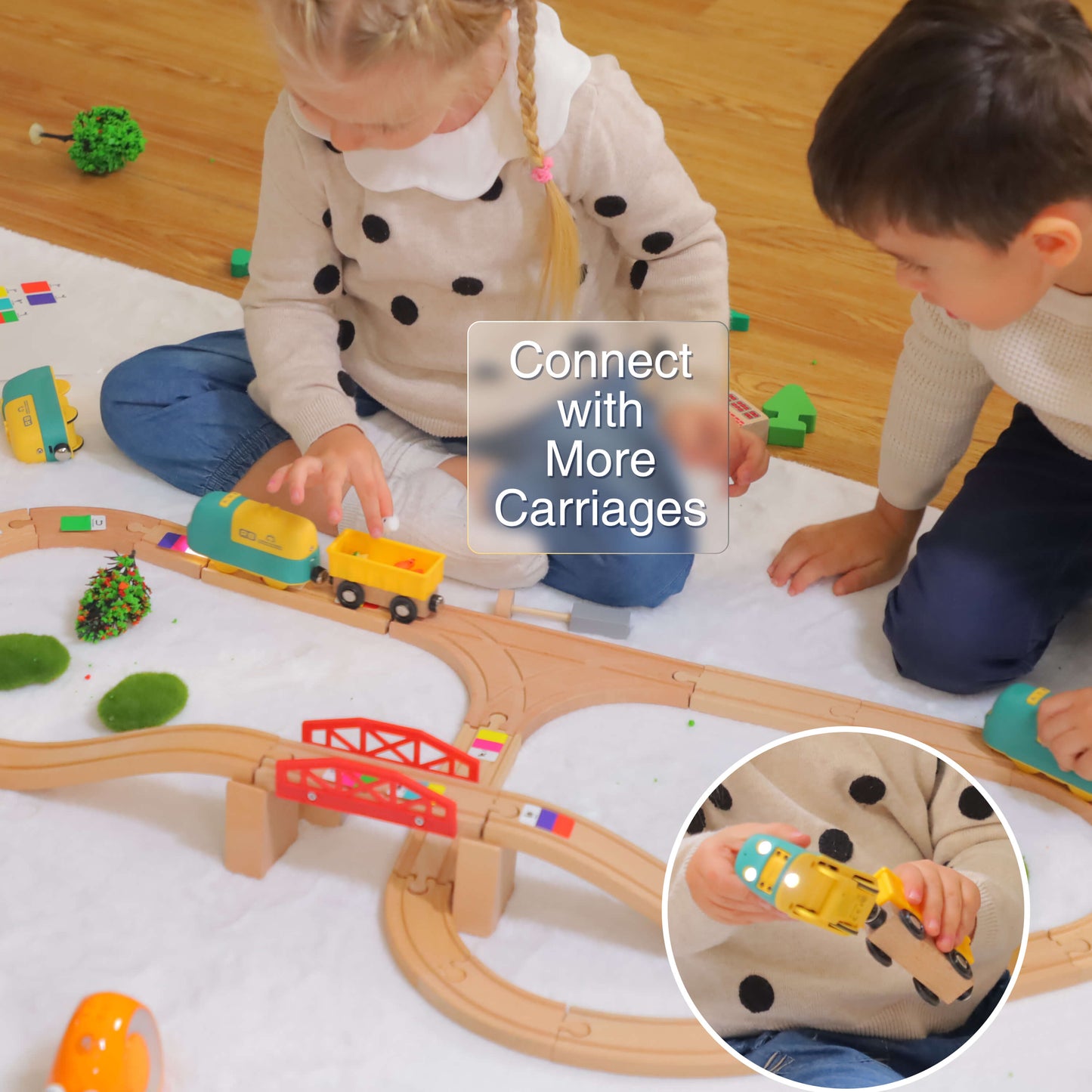 Robobloq STEM Toy Train Set / Smart Train and 24 PCS Wooden Tracks