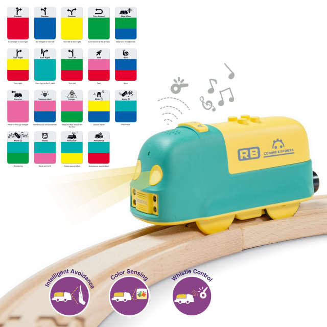 Robobloq STEM Toy Train Set / Smart Train and 24 PCS Wooden Tracks