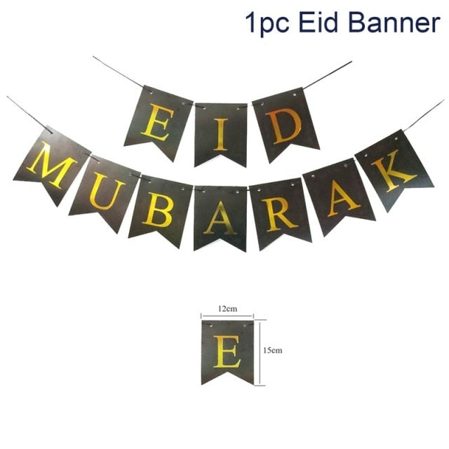 Ramadan Decoration Party Supplies EID Mubarak Paper Plate Cup Banner Balloons For Ramadan Mubarak EID Party Decor Muslim Favor