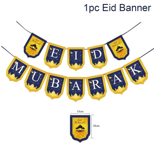 Ramadan Decoration Party Supplies EID Mubarak Paper Plate Cup Banner Balloons For Ramadan Mubarak EID Party Decor Muslim Favor