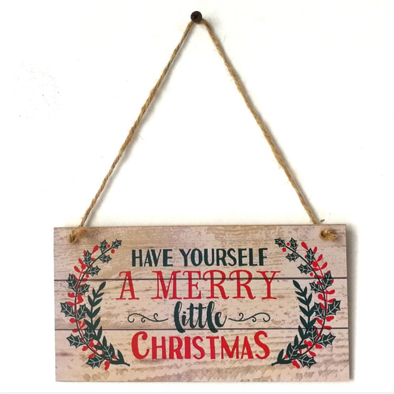 Christmas and New Year Wooden Door Hanging Sign