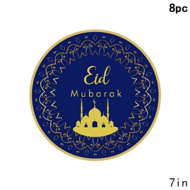 Elegant Blue Eid Disposable Tableware