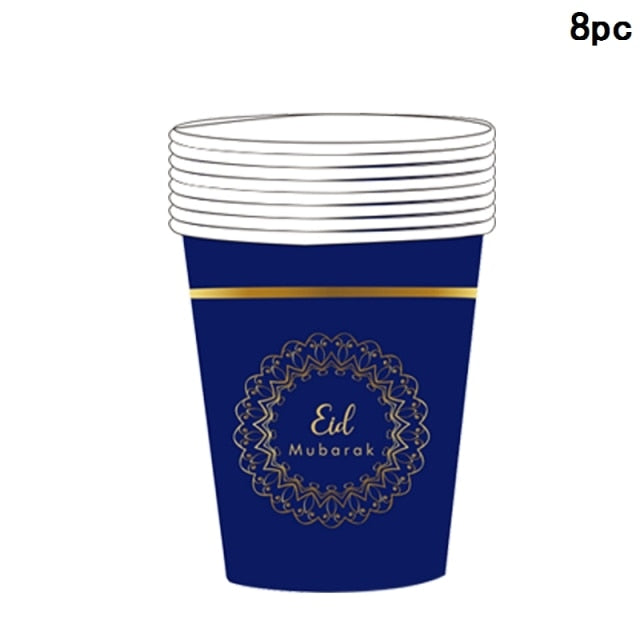 Elegant Blue Eid Disposable Tableware